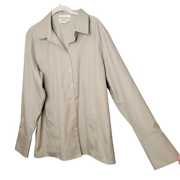 Orvis shirt women's size 18 100% cotton pale green button up l/s non-wrinkle top - Picture 1 of 10